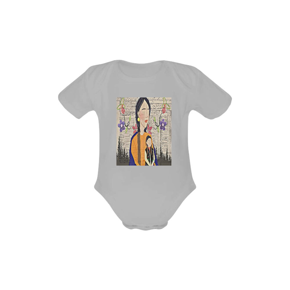 mother and son Baby Powder Organic Short Sleeve One Piece (Model T28)