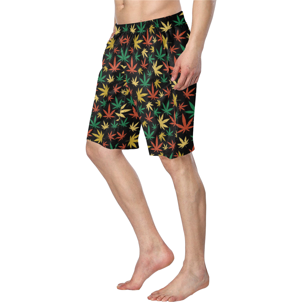 Cannabis Pattern Men's Swim Trunk/Large Size (Model L21)