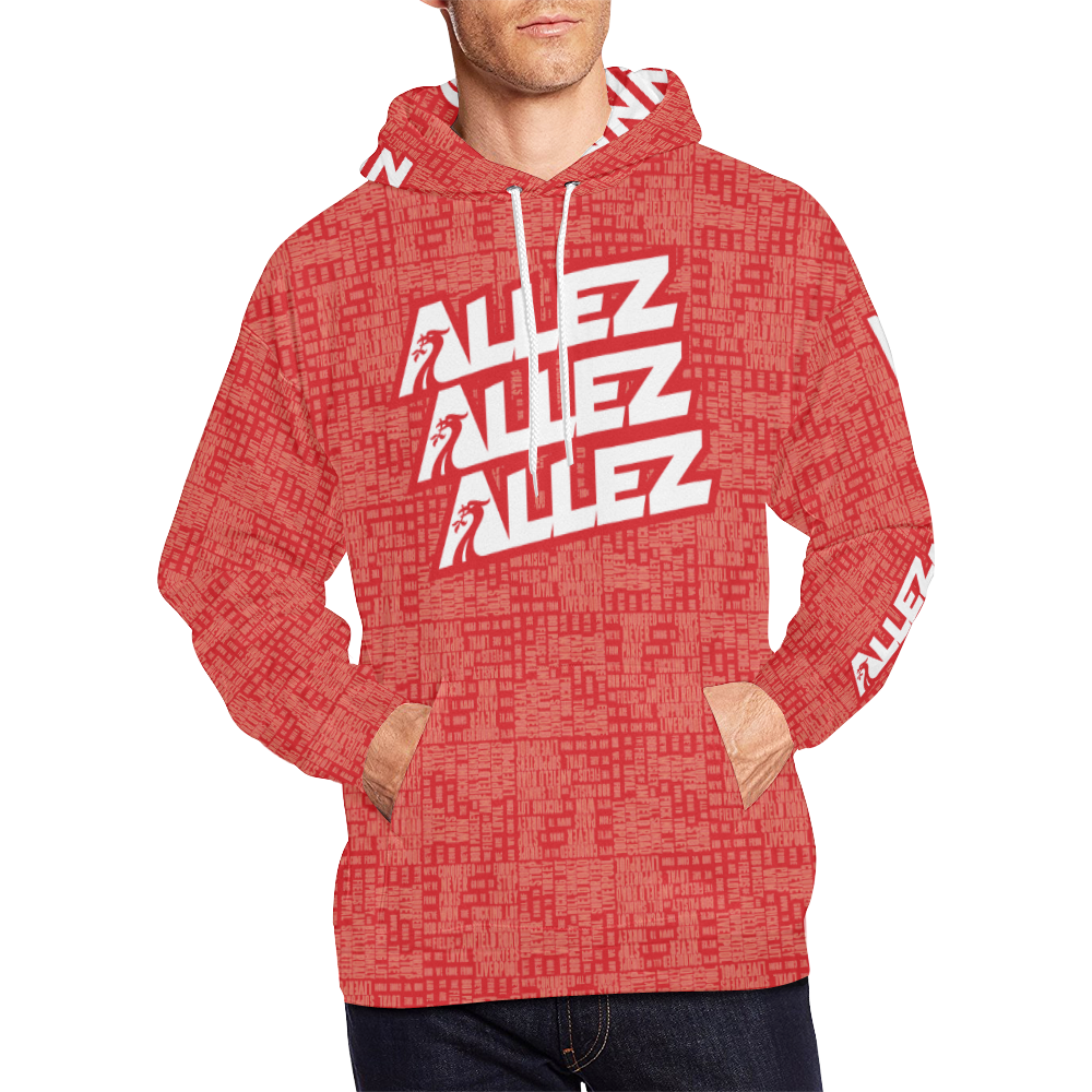 Allez Allez Allez Red All Over Print Hoodie for Men/Large Size (USA Size) (Model H13)