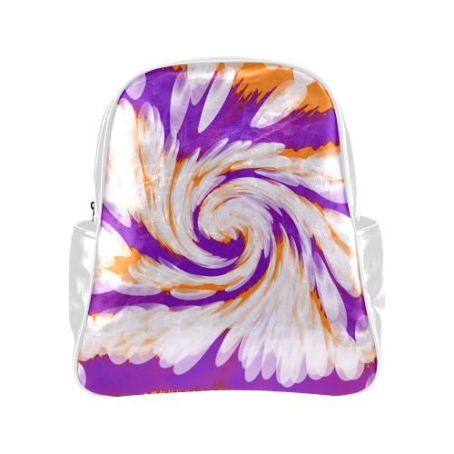Purple Orange Tie Dye Swirl Abstract Multi-Pockets Backpack (Model 1636)