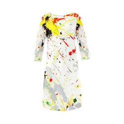 Yellow & Black Paint Splatter Round Collar Dress (D22)