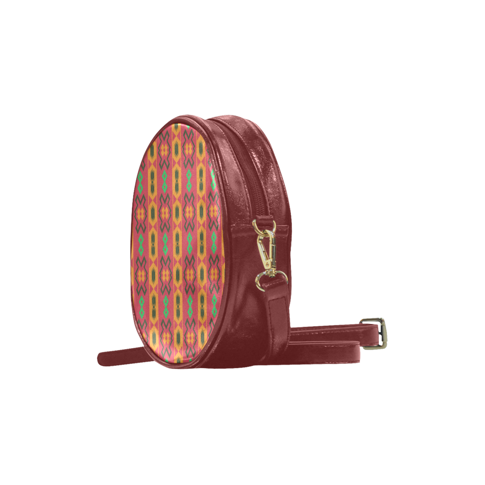 Tribal shapes in retro colors (2) Round Sling Bag (Model 1647)