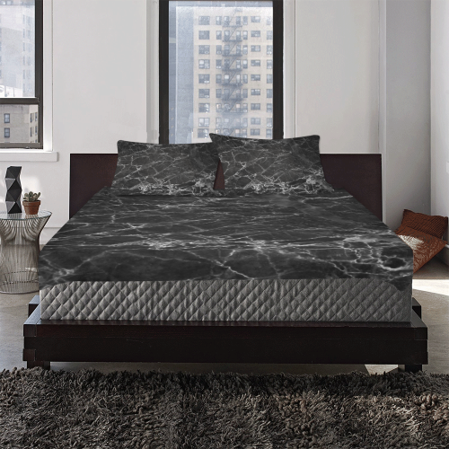 Marble Black Pattern 3-Piece Bedding Set
