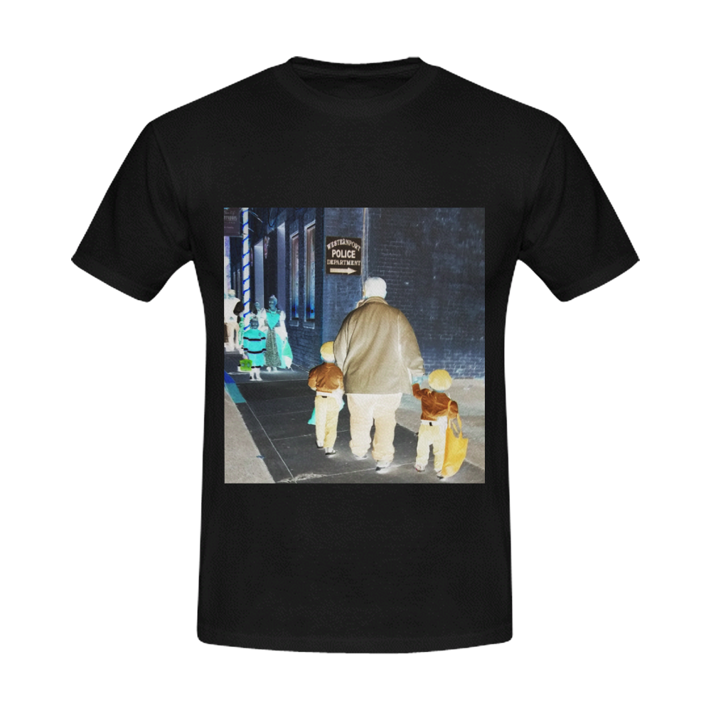 Ghosts roaming the street (black) Men's T-Shirt in USA Size/Large (Front Printing Only)