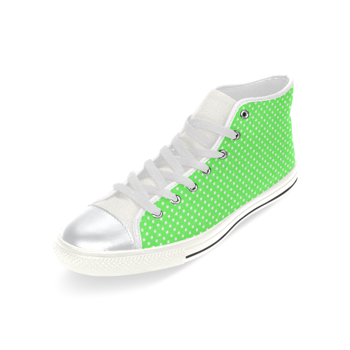 Eucalyptus green polka dots High Top Canvas Women's Shoes/Large Size (Model 017)