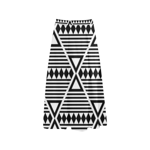 Black Aztec Tribal Aoede Crepe Skirt (Model D16)
