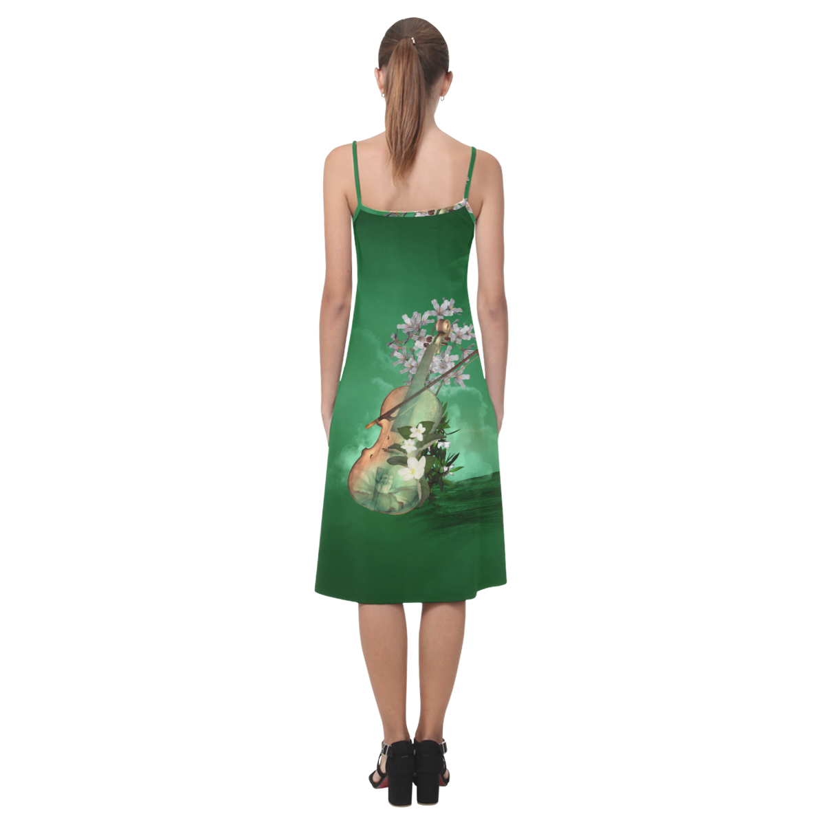 Violin with flowers Alcestis Slip Dress (Model D05)