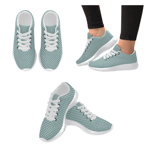 Silver blue polka dots Women's Running Shoes/Large Size (Model 020)
