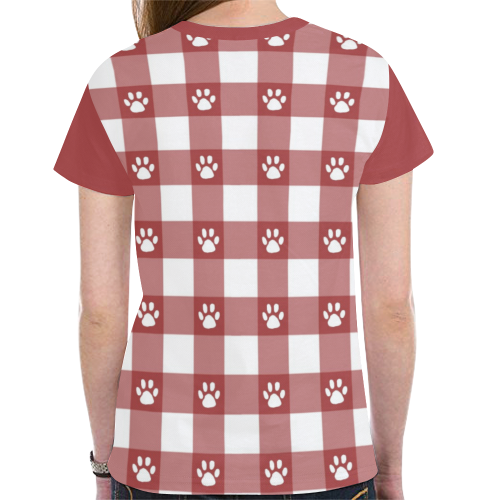 Plaid and paws New All Over Print T-shirt for Women (Model T45)