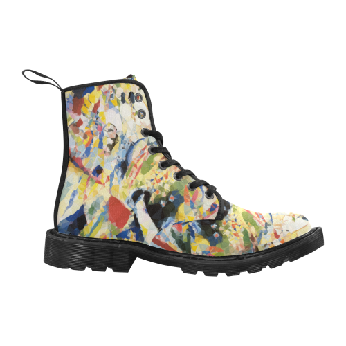 Abstract Geometric Triangles Red Blue Kandinsky Martin Boots for Men (Black) (Model 1203H)