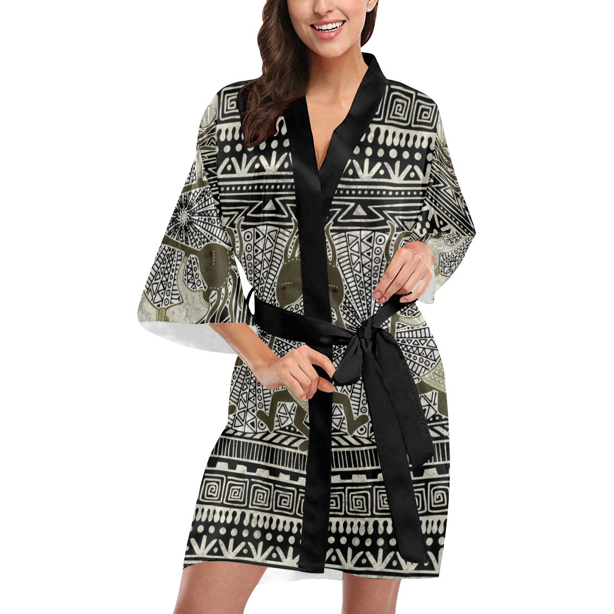 Native American Kokopelli - Ethno Pattern 1 Kimono Robe