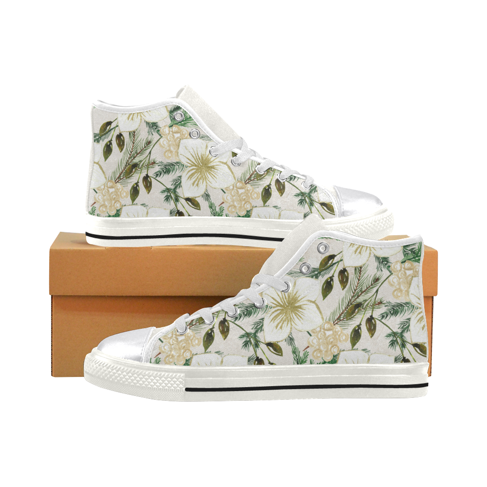 Flowering Shoes, Sweet Flowers Women's Classic High Top Canvas Shoes (Model 017)