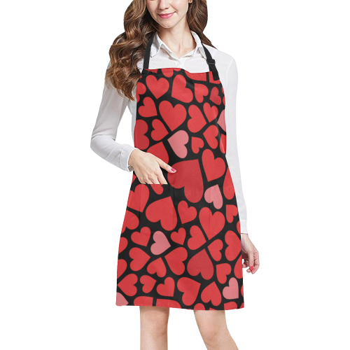 Hearts Pattern All Over Print Apron