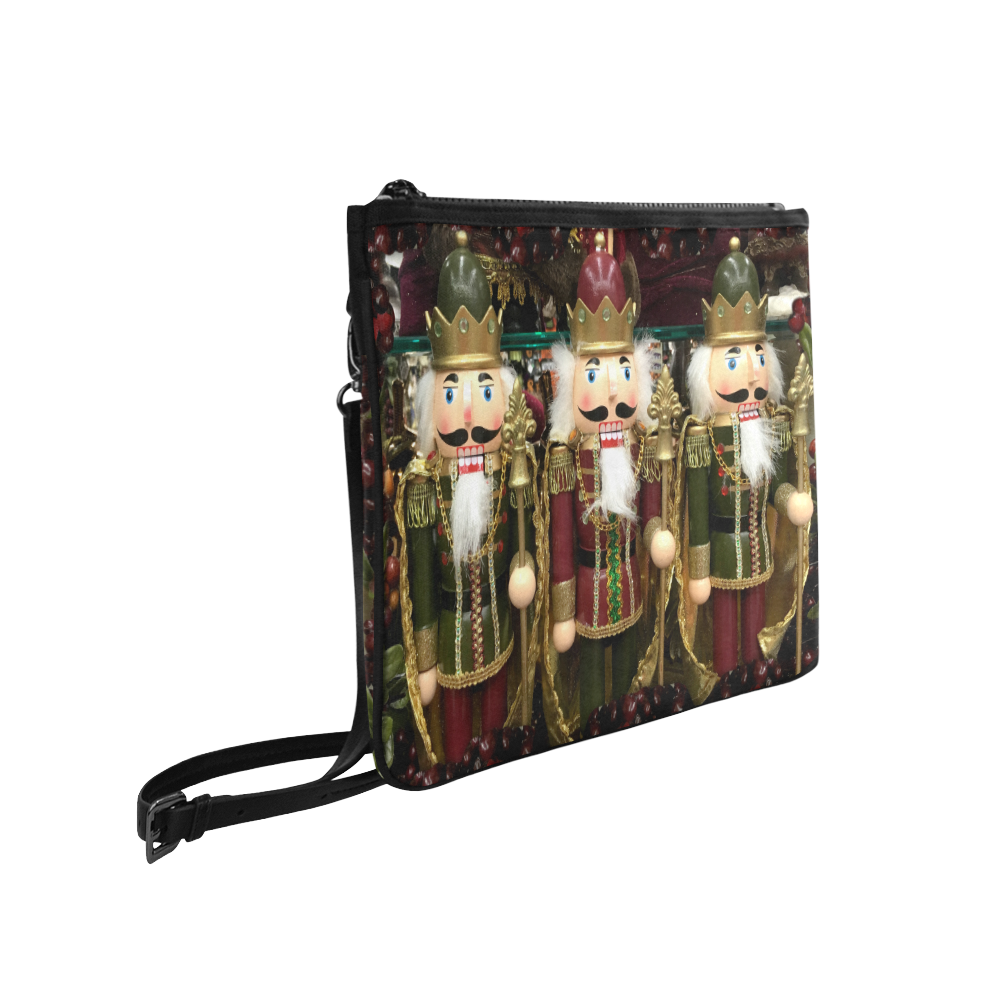 Golden Christmas Nutcrackers Slim Clutch Bag (Model 1668)