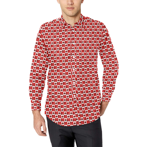 Canada Flag Button-Down Shirts Men's All Over Print Casual Dress Shirt (Model T61)