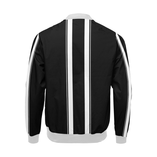 Race Car Stripes Black and White All Over Print Bomber Jacket for Men/Large Size (Model H19)