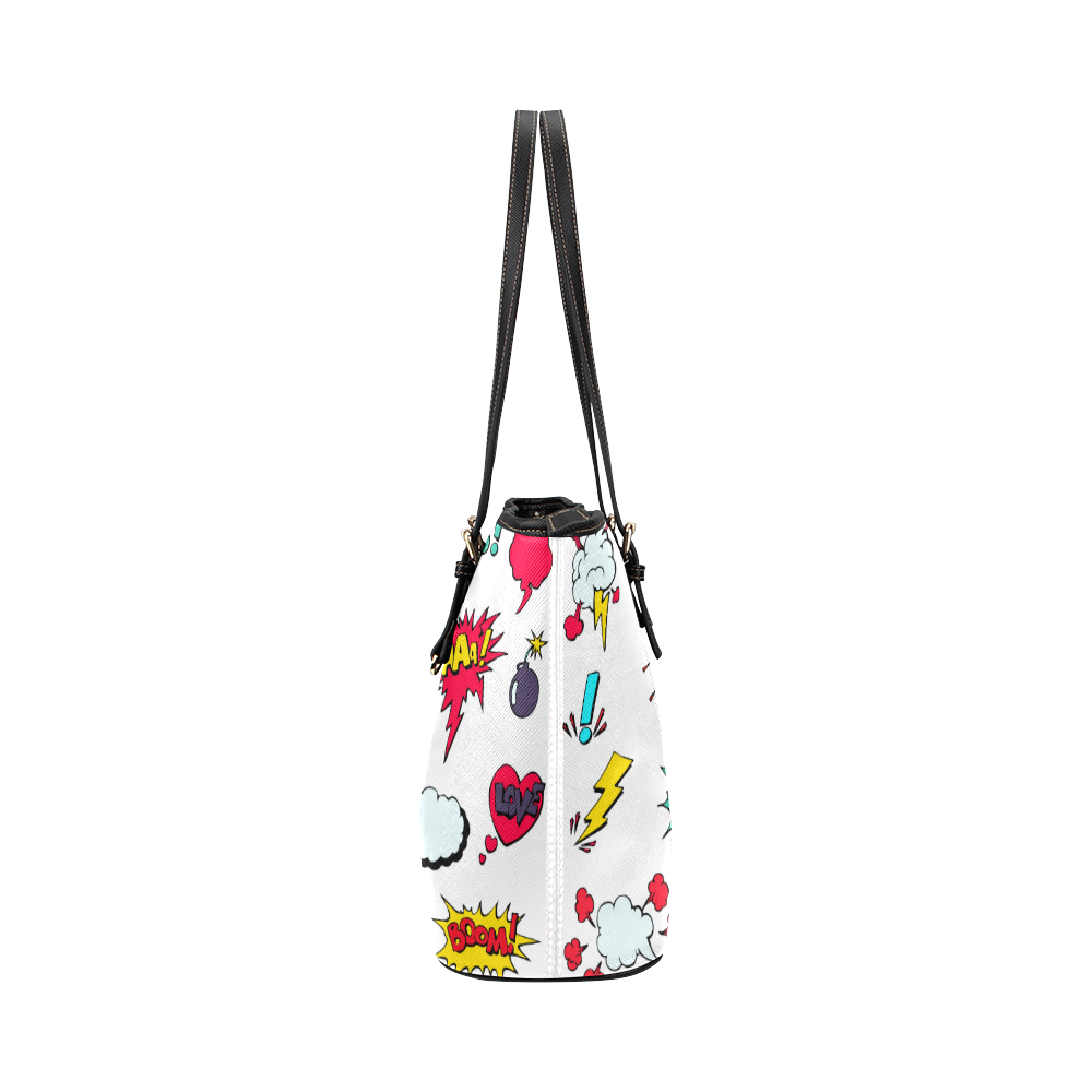 Fairlings Delight's Pop Art Collection- Comic Bubbles 53086q1 Leather Tote Bag/Small (Model 1651)