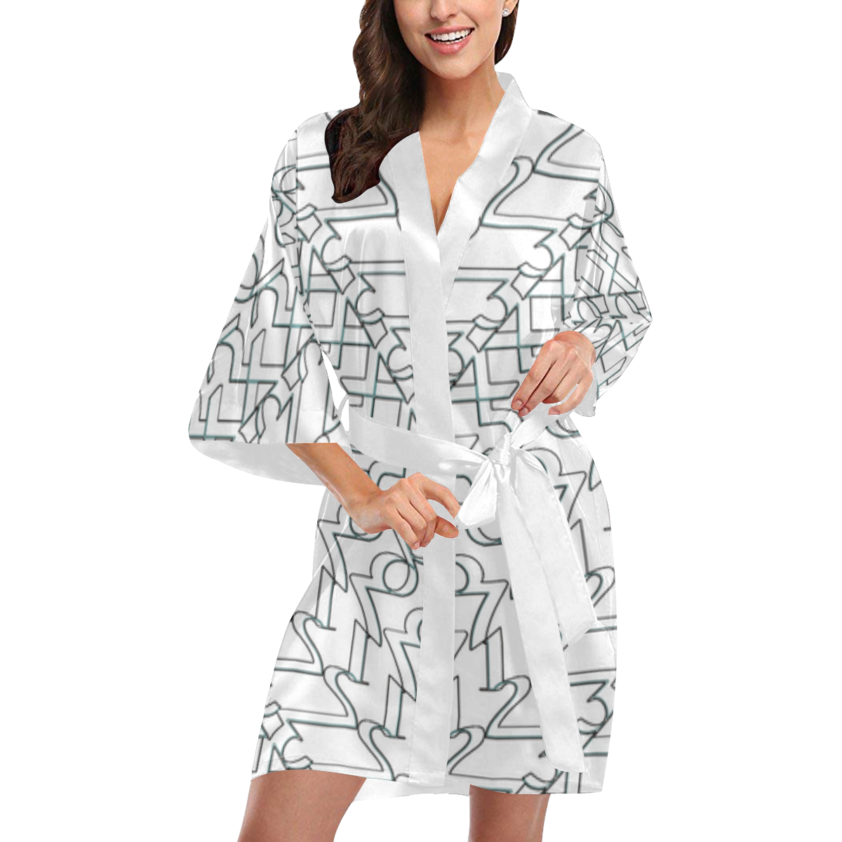 NUMBERS COLLECTION 1234567 WHITE Kimono Robe