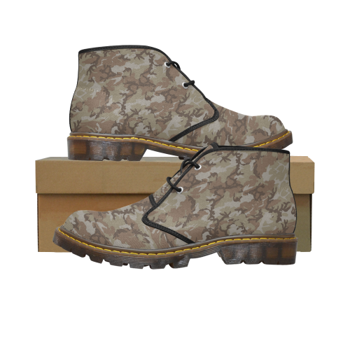 Woodland Desert Brown Camouflage Men's Canvas Chukka Boots (Model 2402-1)