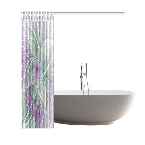 Flower Dream Abstract Purple Sea Green Floral Fractal Art Shower Curtain 69"x72"