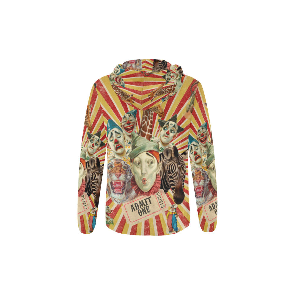 Funny Vintage Circus Clowns All Over Print Full Zip Hoodie for Kid (Model H14)