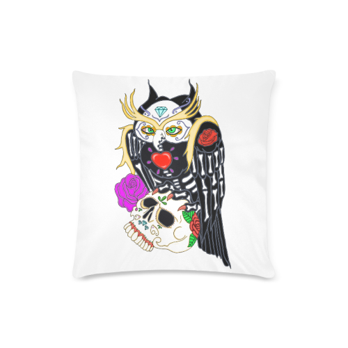 Owl Sugar Skull Custom Zippered Pillow Case 16"x16" (one side)