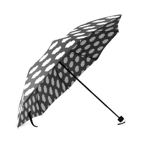 Clouds and Polka Dots on Black Foldable Umbrella (Model U01)