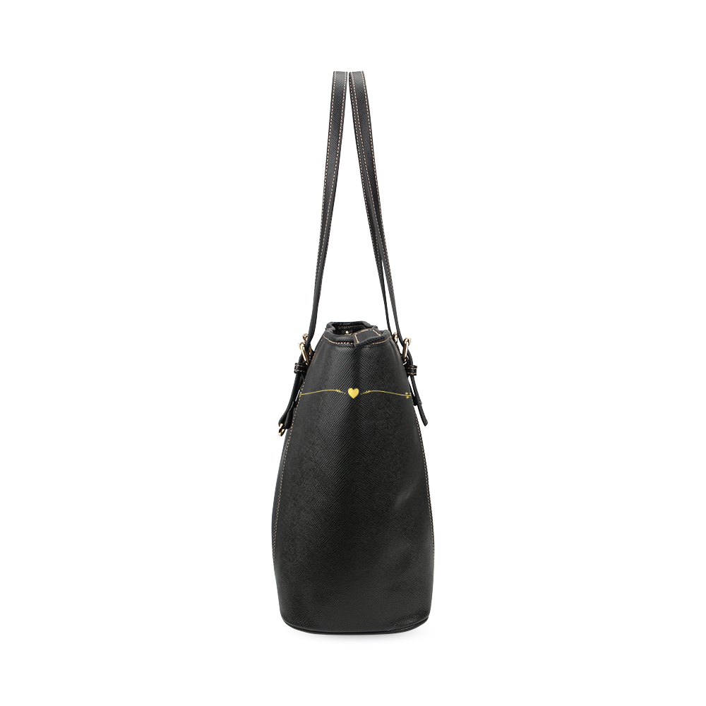 negro y oro Leather Tote Bag/Small (Model 1640)