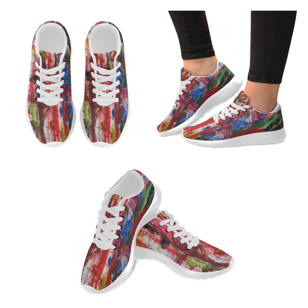Paint on a white background Women’s Running Shoes (Model 020)