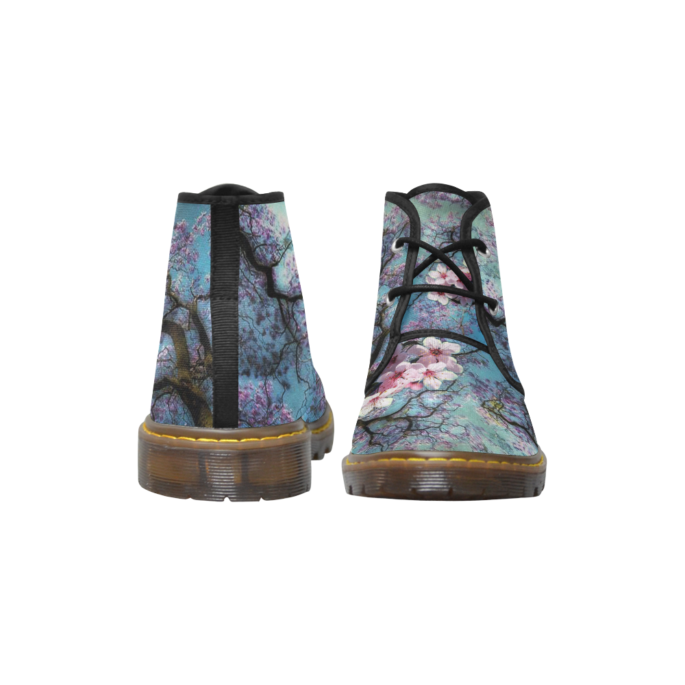 Cherry blossomL Women's Canvas Chukka Boots (Model 2402-1)