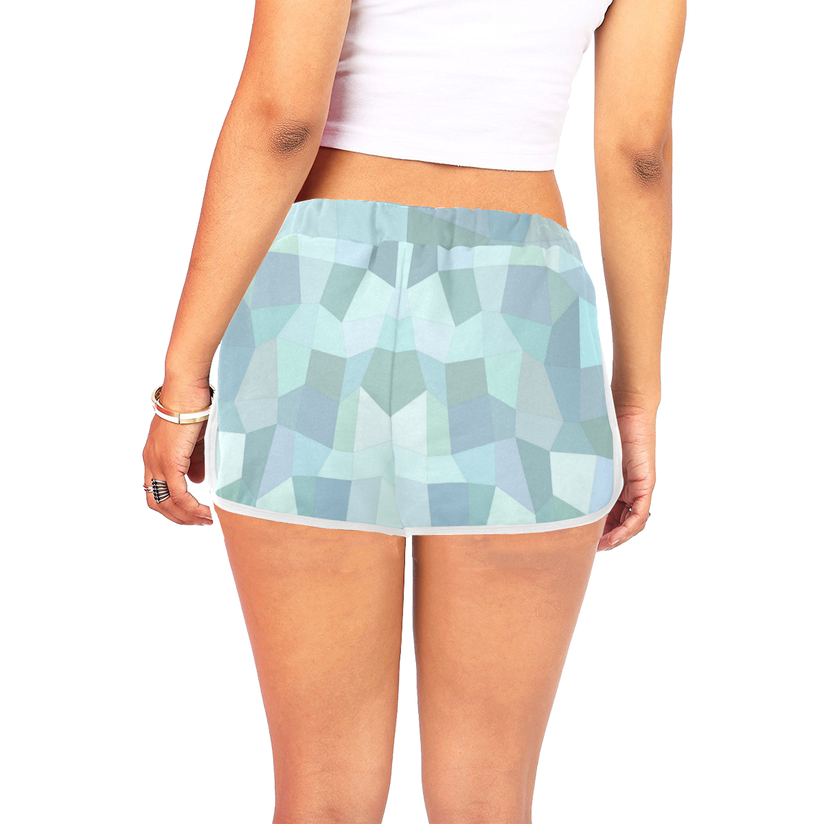 Pastel Blues Mosaic Women's All Over Print Relaxed Shorts (Model L19)