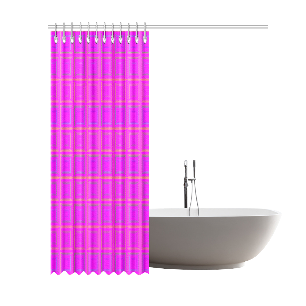 Pink golden multicolored multiple squares Shower Curtain 69"x84"