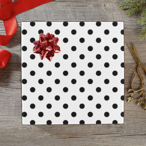 Black Polka Dots on White Gift Wrapping Paper 58"x 23" (5 Rolls)