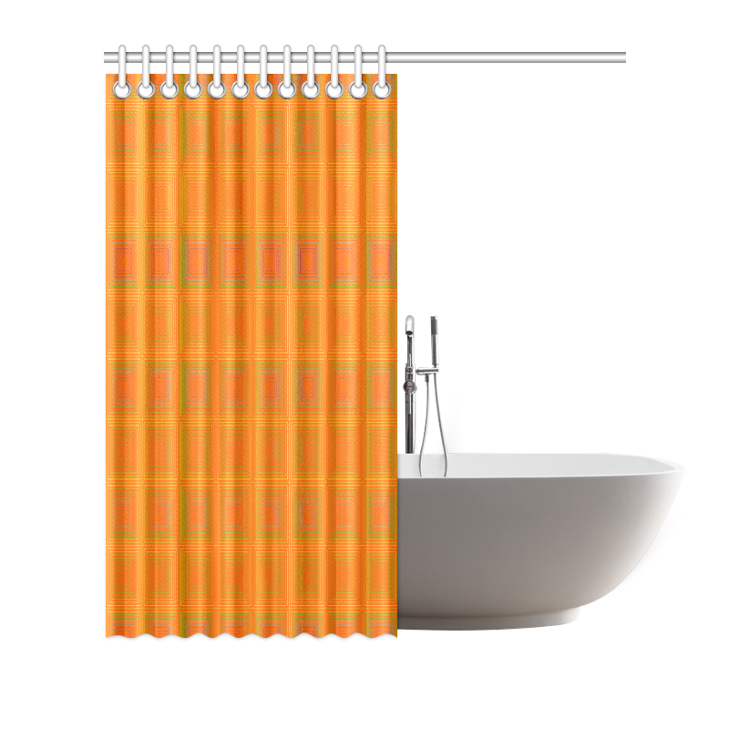 Orange reddish multicolored multiple squares Shower Curtain 72"x72"