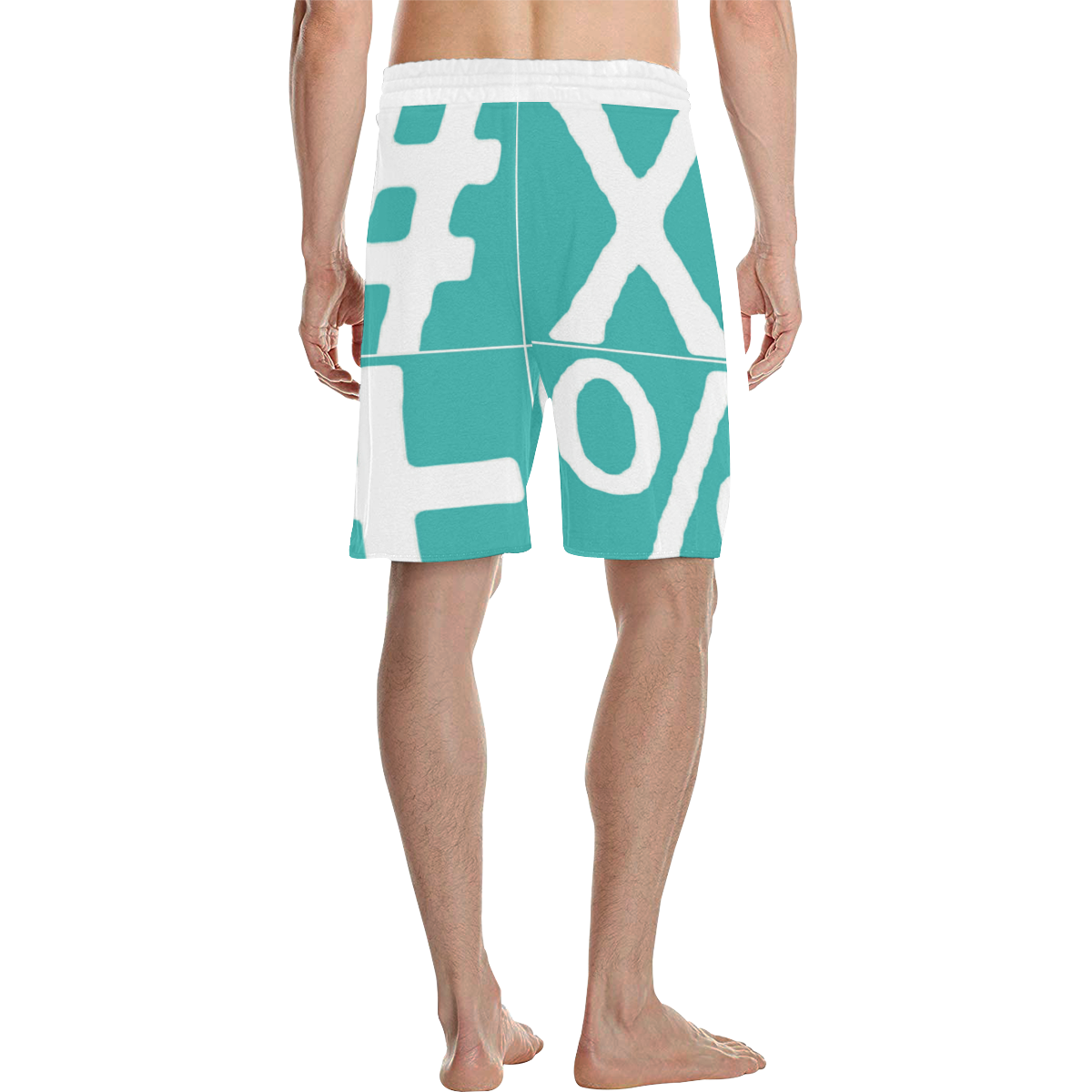 NUMBERS Collection Symbols White/Teal Men's All Over Print Casual Shorts (Model L23)