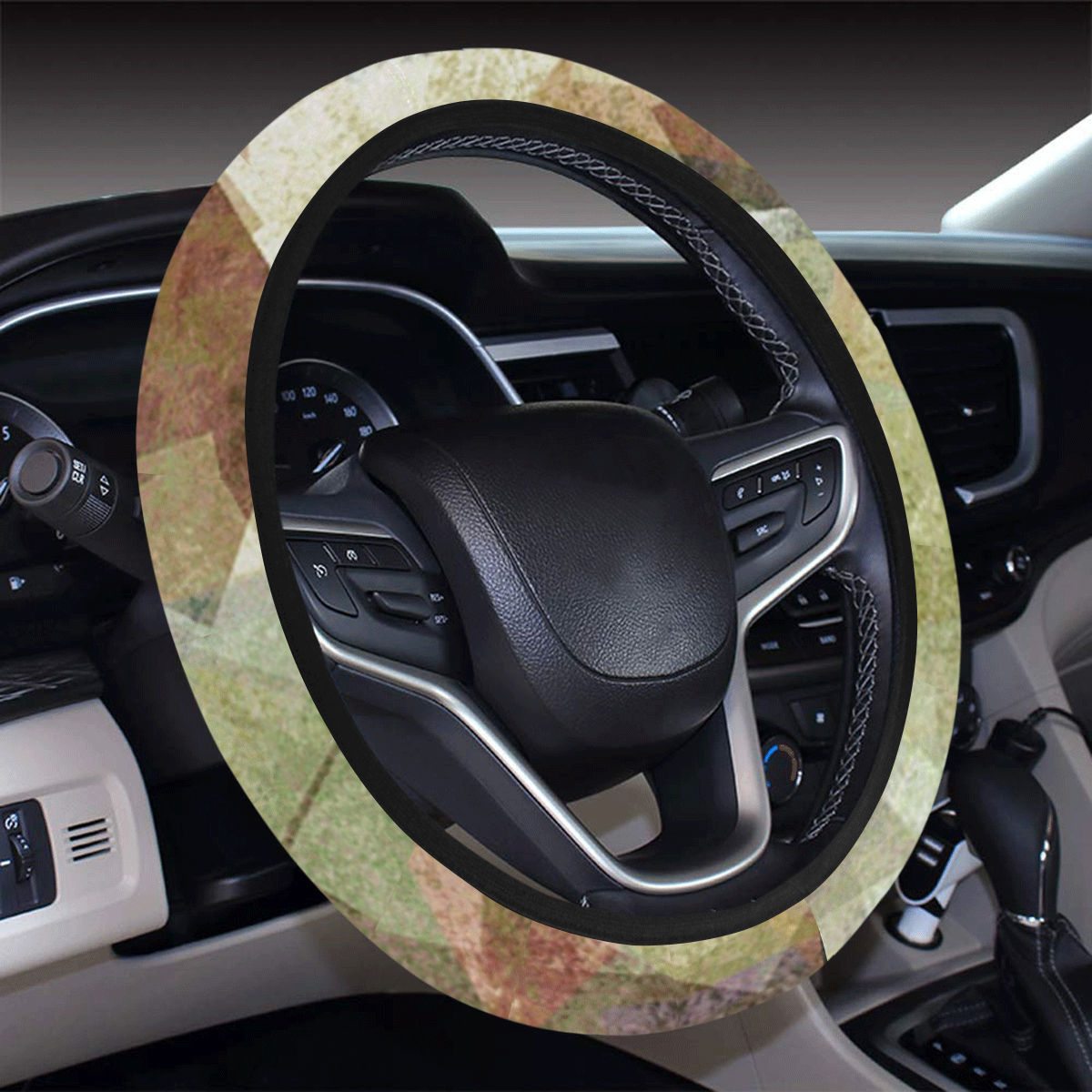 abstract squares Steering Wheel Cover with Elastic Edge