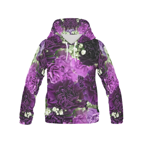 Little Purple Carnations All Over Print Hoodie for Women (USA Size) (Model H13)