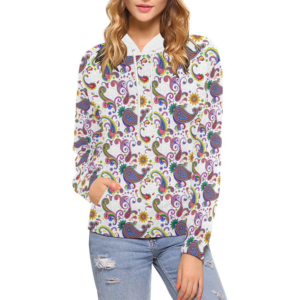 Bright paisley All Over Print Hoodie for Women (USA Size) (Model H13)