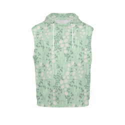 Mint Floral Pattern All Over Print Sleeveless Hoodie for Men (Model H15)