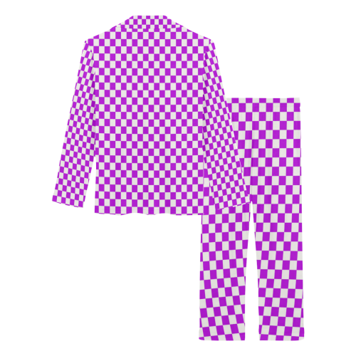 Bright Purple Gingham Women's Long Pajama Set