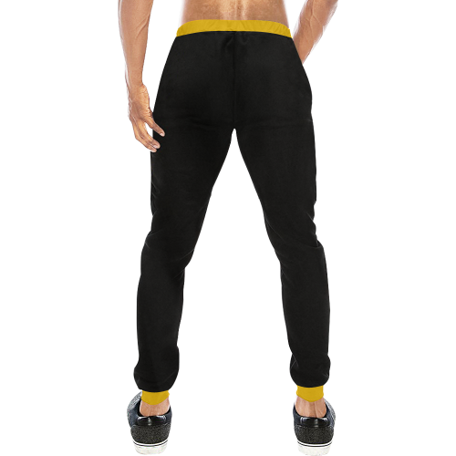 laMonki black/ yellow Men's All Over Print Sweatpants (Model L11)