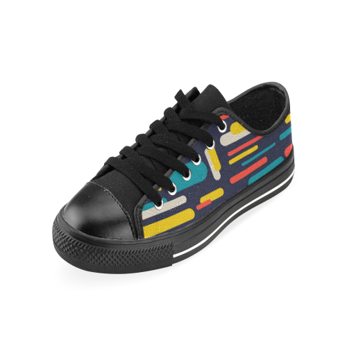Colorful Rectangles Low Top Canvas Shoes for Kid (Model 018)