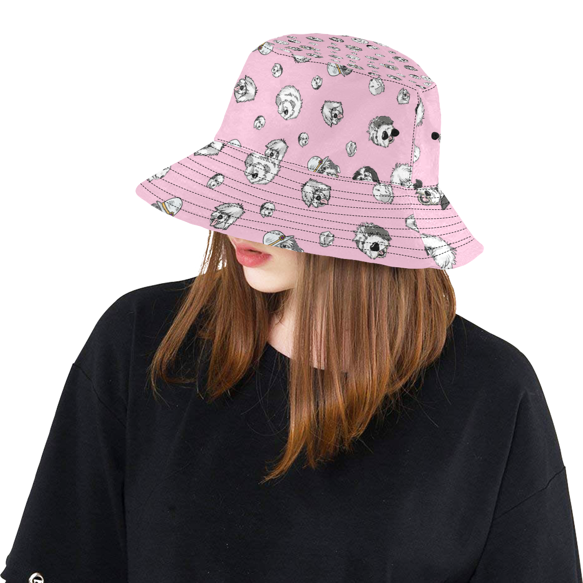 SHEEPIE HEADS Pink All Over Print Bucket Hat