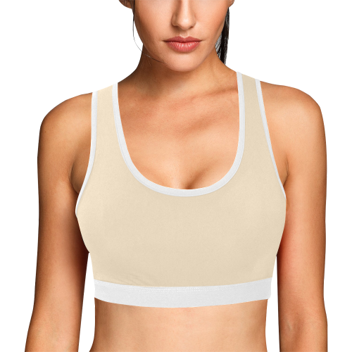 Hmong Girl Blanched Almond Sport Women's All Over Print Sports Bra (Model T52)