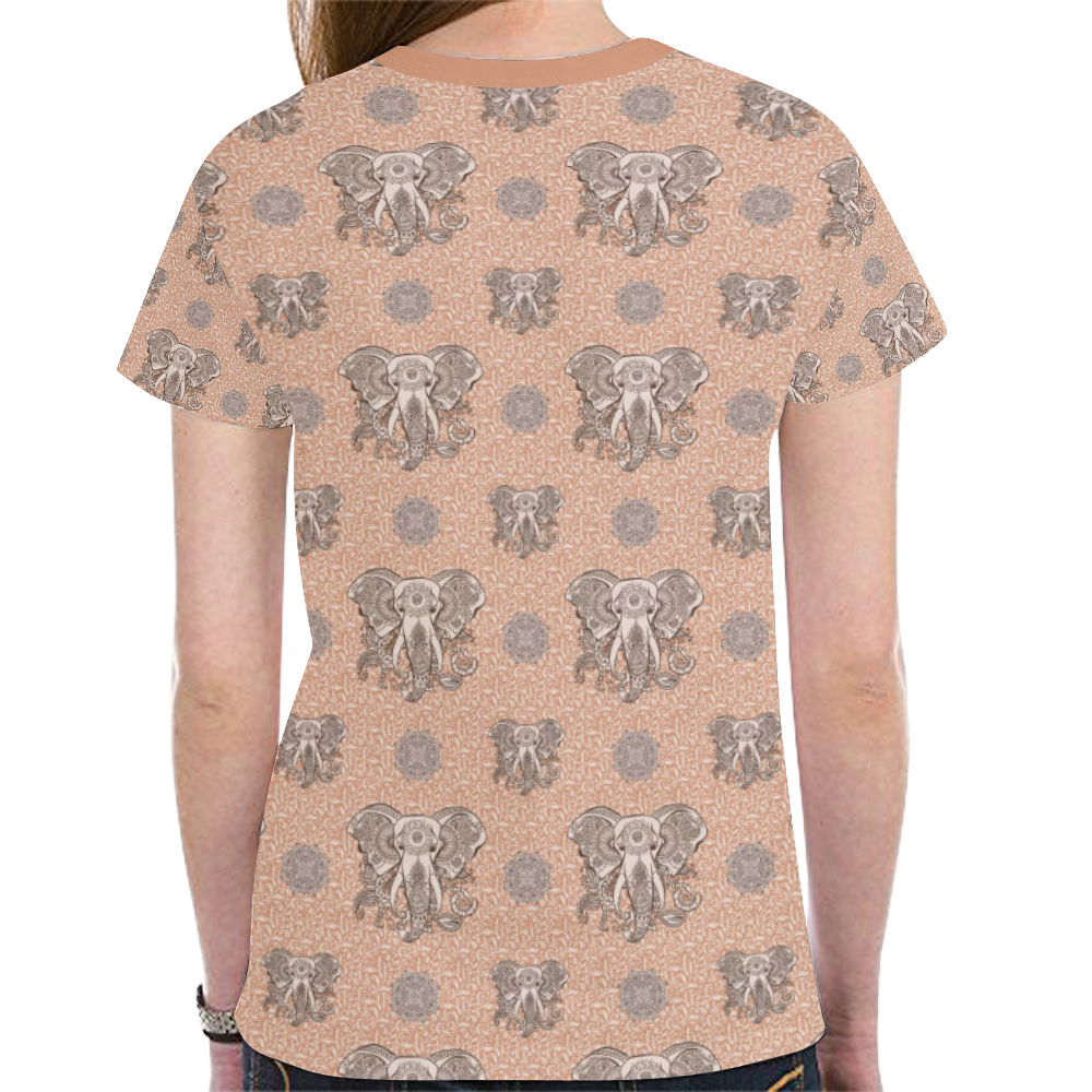 Ethnic Elephant Mandala Pattern New All Over Print T-shirt for Women (Model T45)