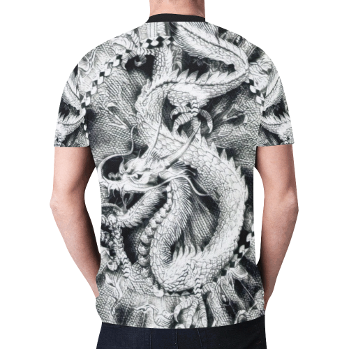 Awesome Chinese Dragon Monochrome Graphic New All Over Print T-shirt for Men (Model T45)