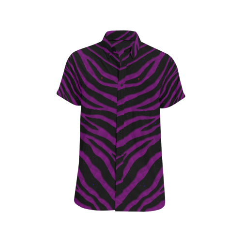 Ripped SpaceTime Stripes - Purple Men's All Over Print Short Sleeve Shirt/Large Size (Model T53)
