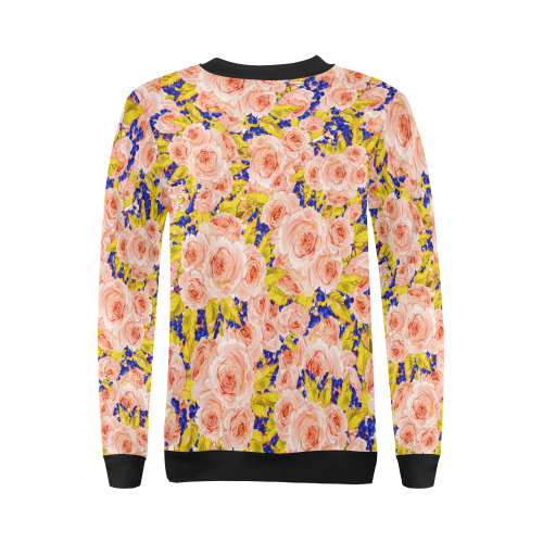 Rose Flower All Over Print Crewneck Sweatshirt for Women (Model H18)