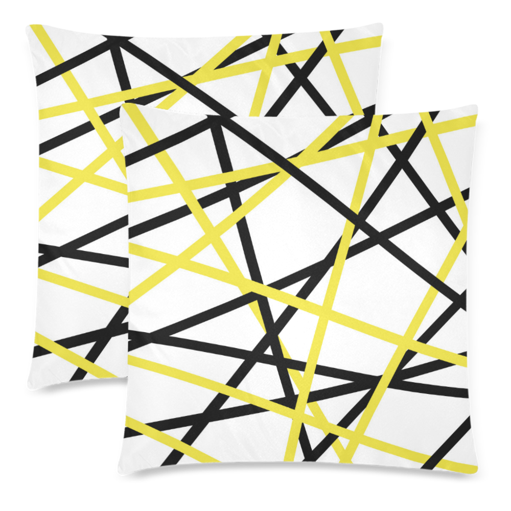 Black and yellow stripes Custom Zippered Pillow Cases 18"x 18" (Twin Sides) (Set of 2)