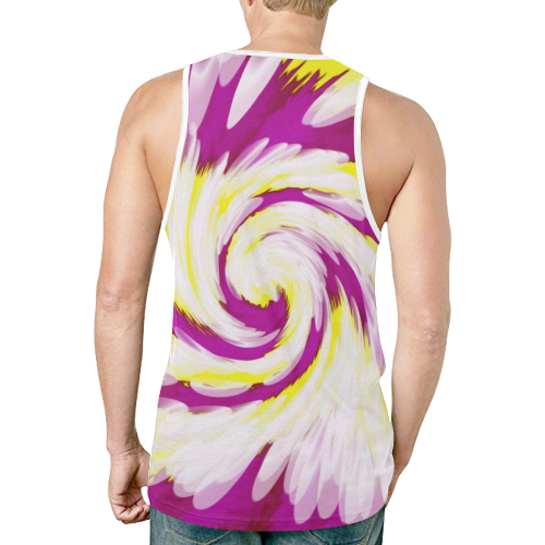 Pink Yellow Tie Dye Swirl Abstract New All Over Print Tank Top for Men (Model T46)